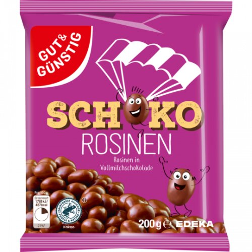 GUT&GÜNSTIG Schoko Rosinen in Vollmilchschokolade 200g