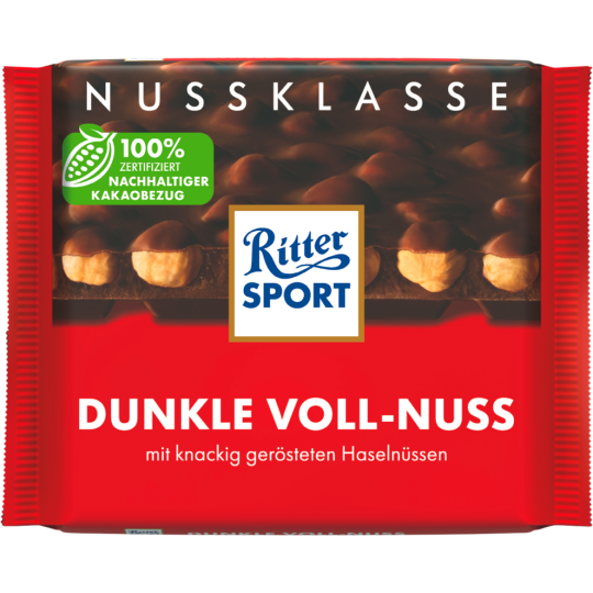 Ritter Sport Nuss Klasse Dunkle Voll-Nuss Tafel 100g