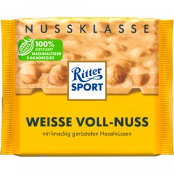 Ritter Sport Nuss Klasse Weisse Voll-Nuss Tafel 100g