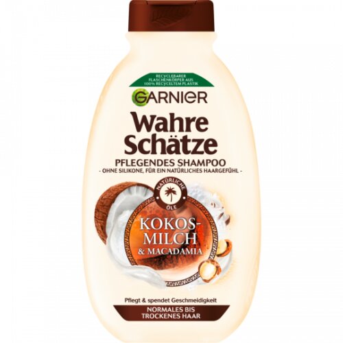 Garnier Wahre Schätze Shampoo Kokosmilch&Acadamia für gesundes und fühlbar geschmeidigeres Haar 250ml