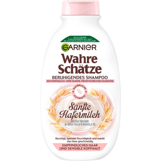 Garnier Wahre Schätze Shampoo seidige Reiscreme mit sanfte Hafermilch für empfindliches Haar 250ml