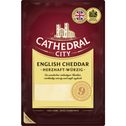 Cathedral City English Cheddar herzhaft-würzig Scheiben 48% Vollfettstufe 120g