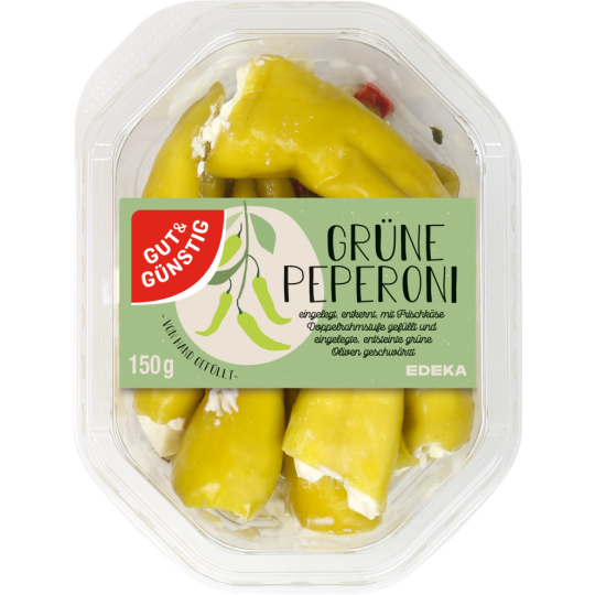 GUT&GÜNSTIG Grüne Peperoni mit Frischkäse 150g