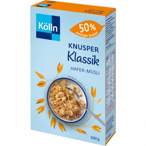 Kölln Knusper Klassik Hafer-Müsli 50% weniger Zucker 500g