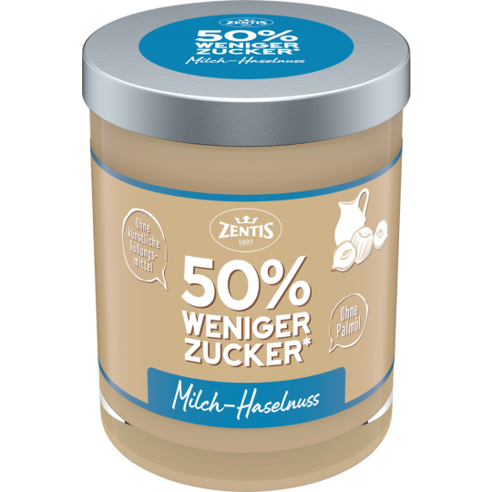 Zentis 50% weniger Zucker Haselnuss-Milch-Creme 200g