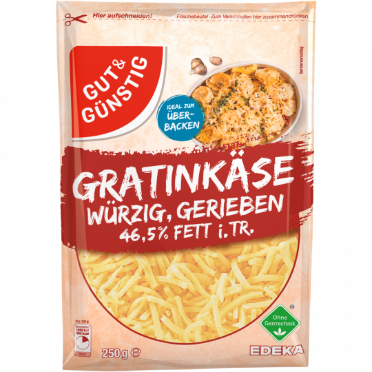 GUT&GÜNSTIG Gratinkäse würzig gerieben 46,5% 250g