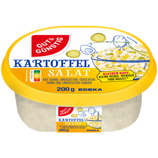 GUT&GÜNSTIG Kartoffelsalat mit Sahne, Ei und eingelegten Gurken Kleiner Kauf 200g