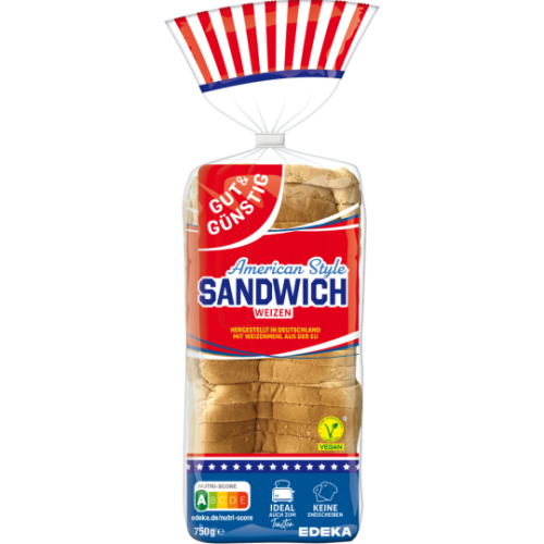 GUT&GÜNSTIG Sandwich Toast Weizen 750g