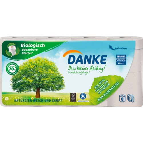 Danke Toilettenpapier 3-lagig 8x150BL