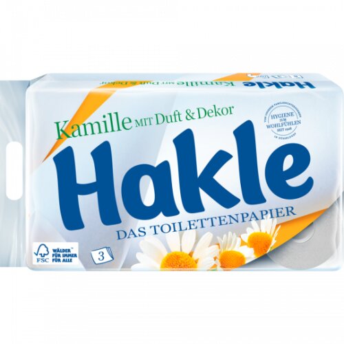 Hakle Duft&Dekor Kamille Natürlich Pflegend Toilettenpapier 3-lagig 8x150Blatt