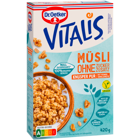 Dr.Oetker Vitalis ohne Zuckerzusatz Knusper Pur 420g