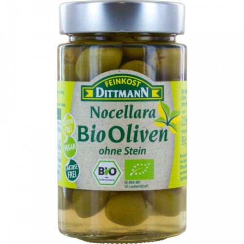 Bio Feinkost Dittmann Oliven Nocellara grün ohne Stein 225g