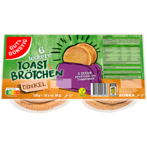 GUT&GÜNSTIG Dinkeltoastbrötchen 335g