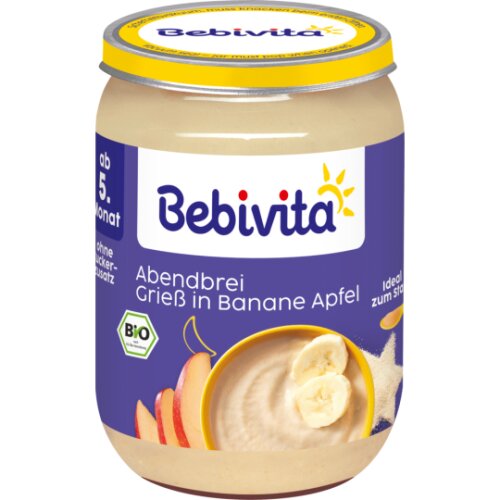 Bio Bebivita Abendbrei Grieß in Banane Apfel ab 5.Monat 190g