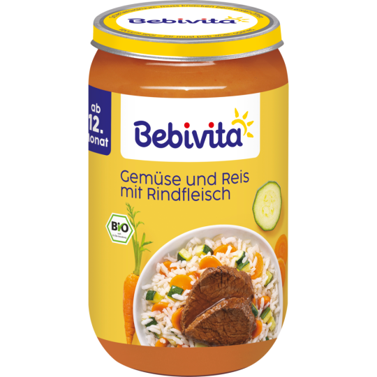 Bio Bebivita Gemüse und Reis mit Rindfleisch 250g