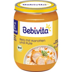 Bio Bebivita Menüs Reis mit Karotten und Pute ab...