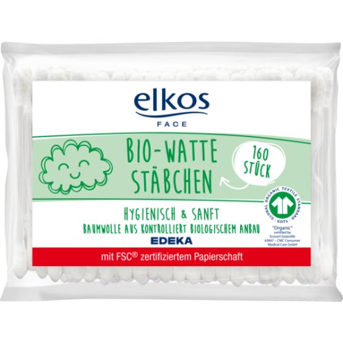 EDEKA elkos Bio-Wattestäbchen Nachfüllpack 160ST
