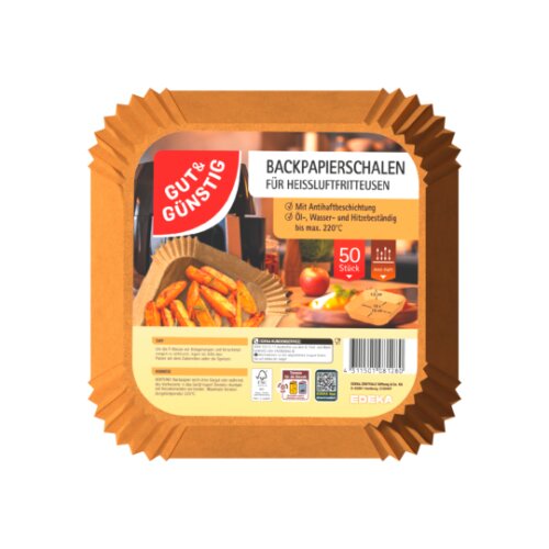 GUT&GÜNSTIG Backpapierschale für Heißluftfritteuse 50ST