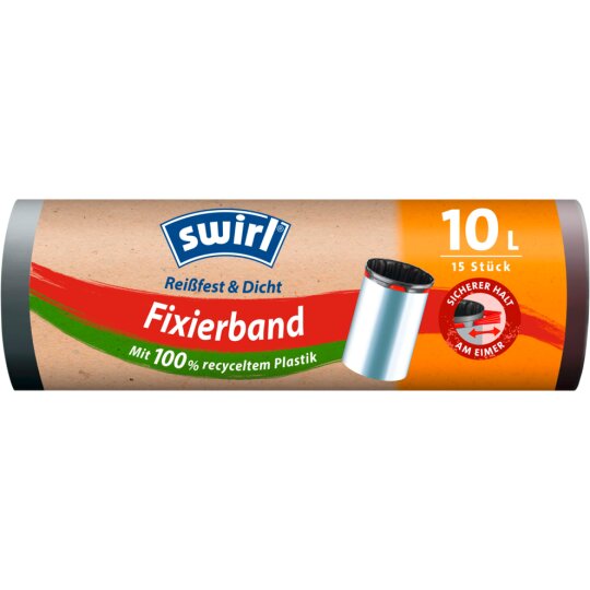 Swirl Fixierband-Müllbeutel Reißfest & Dicht 10l 15ST
