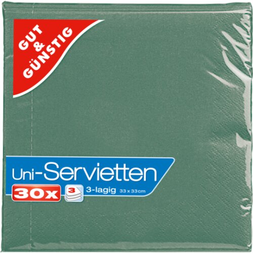 GUT&GÜNSTIG Servietten emerald grün 3-lagig 30ST