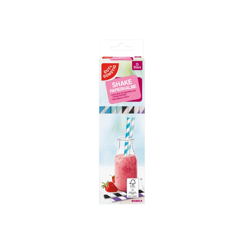 GUT&GÜNSTIG Shake Papiertrinkhalme 20cm 25ST
