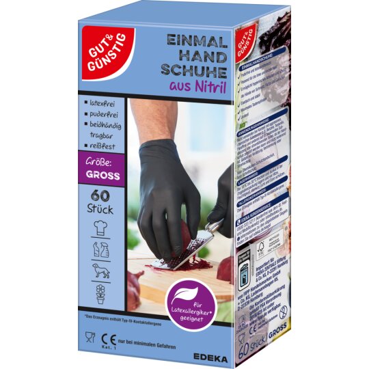 GUT&GÜNSTIG Einmalhandschuhe Nitril schwarz Gr.L 60ST