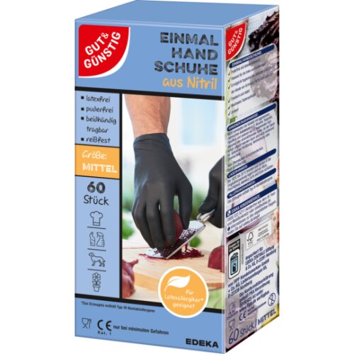 GUT&GÜNSTIG Einmalhandschuhe Nitril schwarz Gr.M 60ST