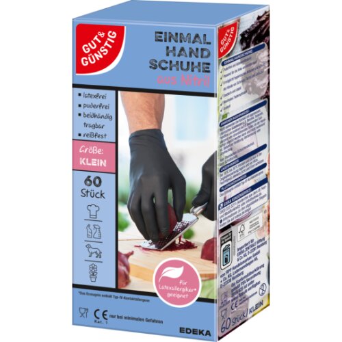 GUT&GÜNSTIG Einmalhandschuhe Nitril schwarz Gr.S 60ST