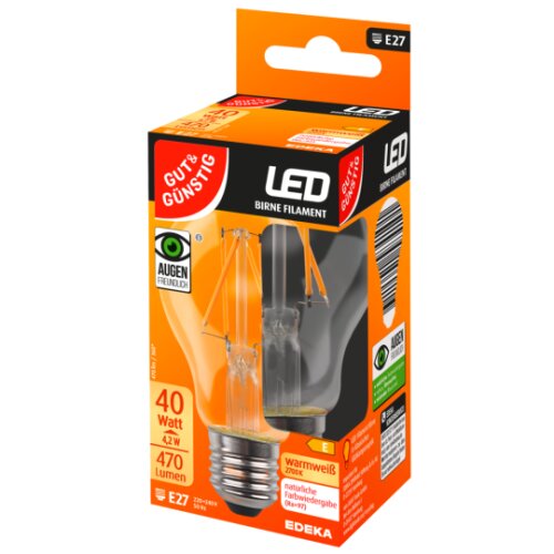 GUT&GÜNSTIG LED-Birne E27 Retro 470lm 2700K E 4,2W