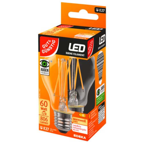 GUT&GÜNSTIG LED-Birne E27 Retro 806lm 2700K E 7,3W