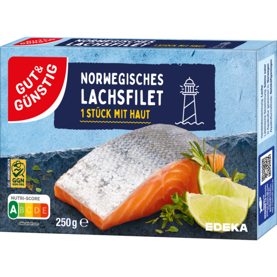 GUT & GÜNSTIG Norwegisches Lachsfilet mit Haut 250g