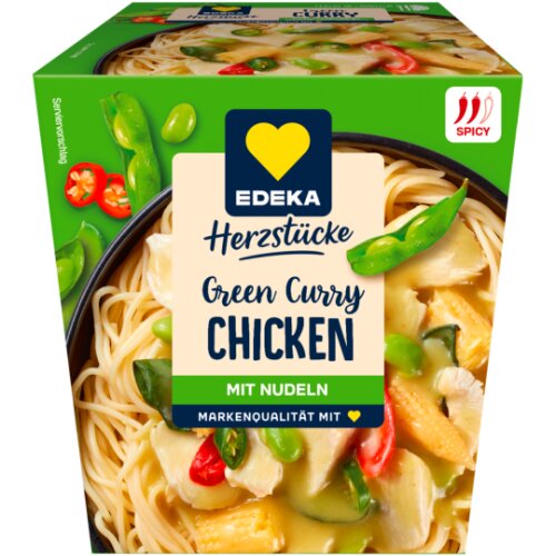 EDEKA Herzstücke Green Curry Hühnchen mit Nudeln 320g