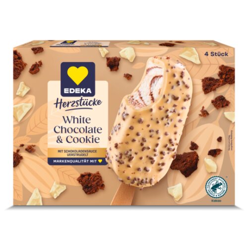EDEKA Herzstücke Stieleis White Choc&Cookie 4x90ml
