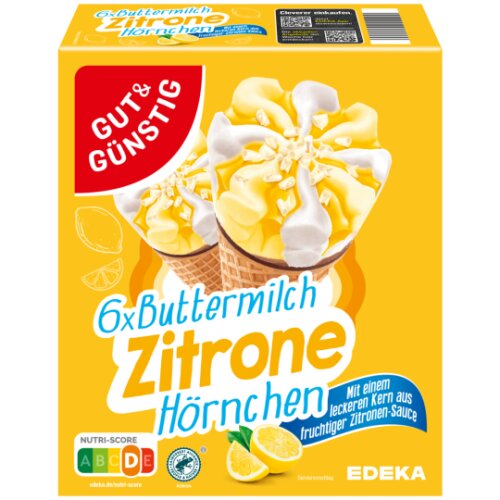 GUT&GÜNSTIG Buttermilch-Zitrone Hörnchen 6x120ml