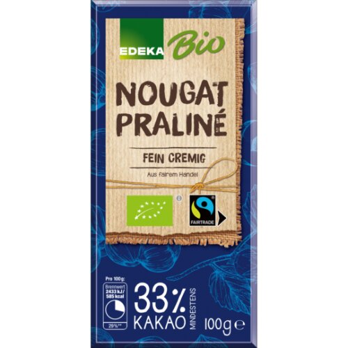 Bio EDEKA Vollmilch Tafelschokolade mit Praline Füllung 100g