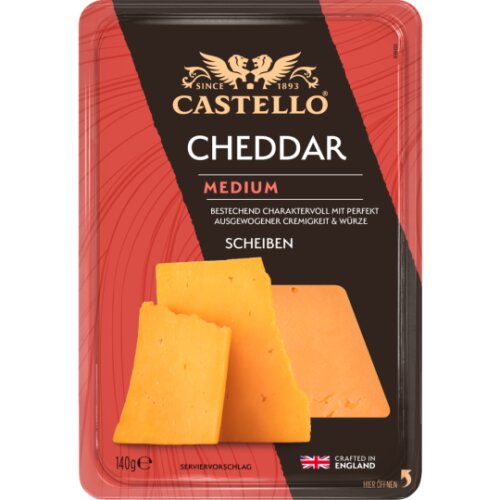 Castello Cheddar in Scheiben Original 48% Vollfettstufe 140g