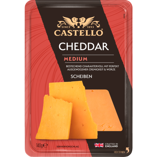 Castello Cheddar in Scheiben Original 48% Vollfettstufe 140g