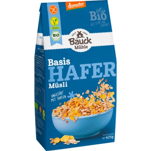 Demeter Bauckhof Hafer Müsli Basis ungesüßt glutenfrei 425g