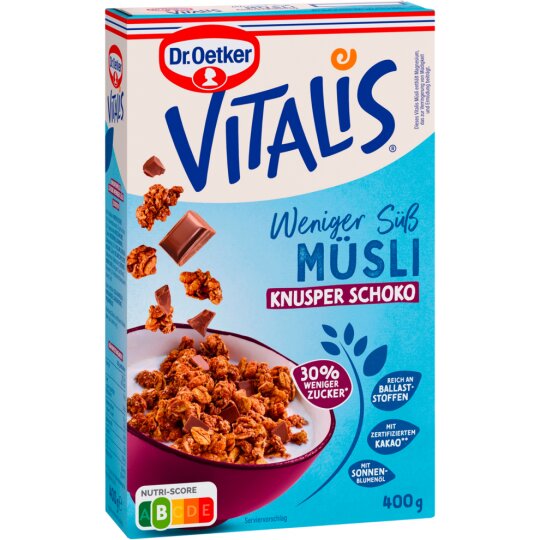 Dr.Oetker Vitalis Weniger süß Knusper Schoko 400g
