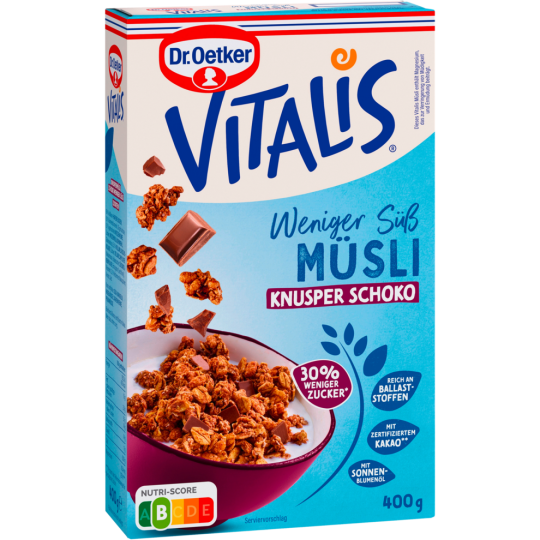 Dr.Oetker Vitalis Weniger süß Knusper Schoko 400g