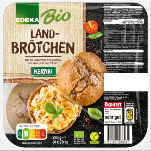 Bio EDEKA Landbrötchen Kernig 4ST 280g