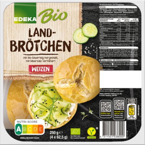 Bio EDEKA Landbrötchen Weizen 4ST 250g
