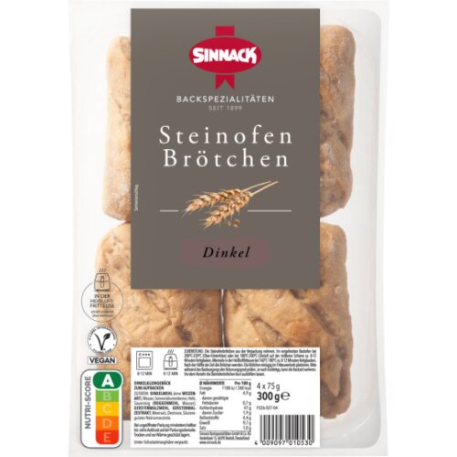Sinnack Dinkelbrötchen 4ST 300g