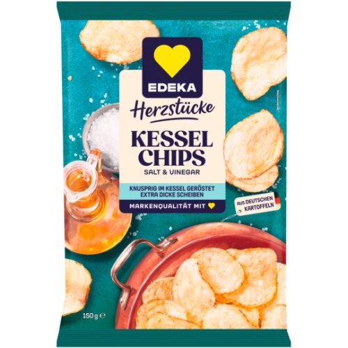 EDEKA Herzstücke Kesselchips Salt&Vinegar 150g