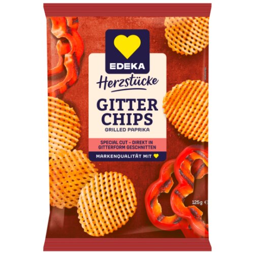 EDEKA Herzstücke Gitterchips Grilled Paprika 125g