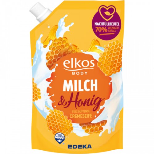 EDEKA elkos Cremeseife Milch&Honig Nachfüllbeutel 750ml