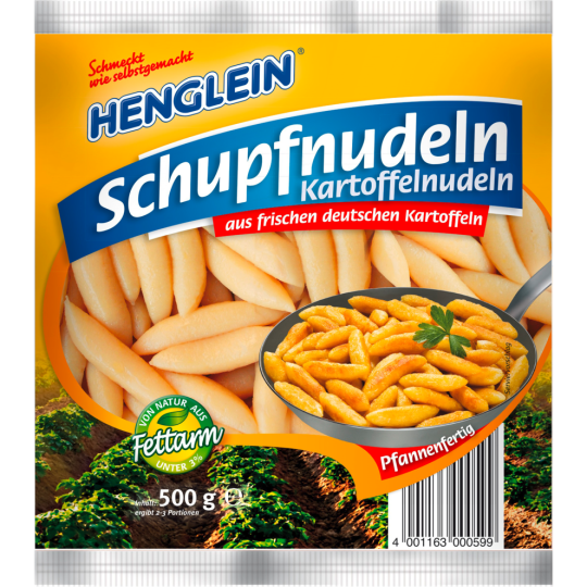 Henglein Kartoffelnudeln/Schupfnudeln pfannenfertig fettarm 500g