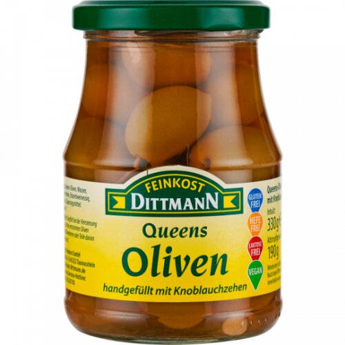 Feinkost Dittmann Queens Oliven gefüllt mit Knoblauch 330g
