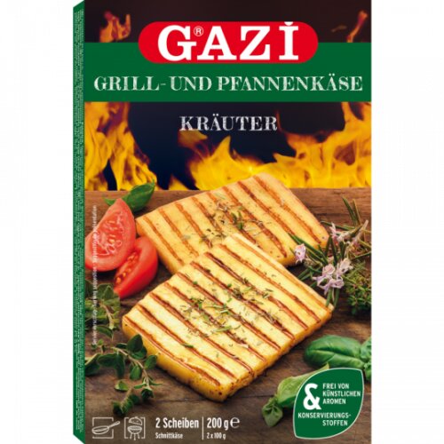 GAZi Grill-und Pfannenkäse mit mediterranen Kräutern 45% Fett i.Tr. 2Er 200g