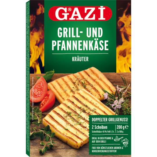 GAZi Grill-und Pfannenkäse mit mediterranen Kräutern 45% Fett i.Tr. 2Er 200g